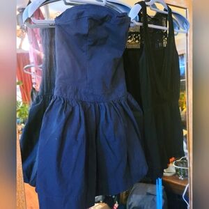 - Strapless Navy Blue Fit & Flare Mini Dress with bonus romper